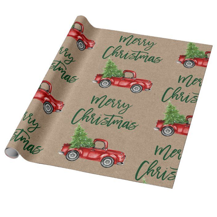 Christmas Reversible Wrapping Paper, Red, Green And Kraft