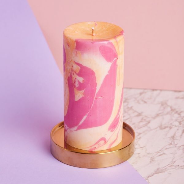 “Pink Matcha Latte Marble” by Flamingo Candles