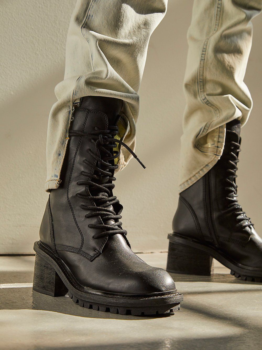 Wide Width Lace Up Heeled Combat Boots | boohoo