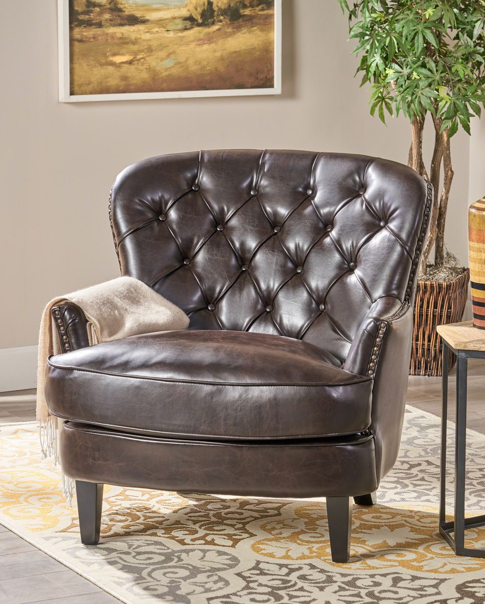 Noble House Taylor Tufted Leather Club Chair