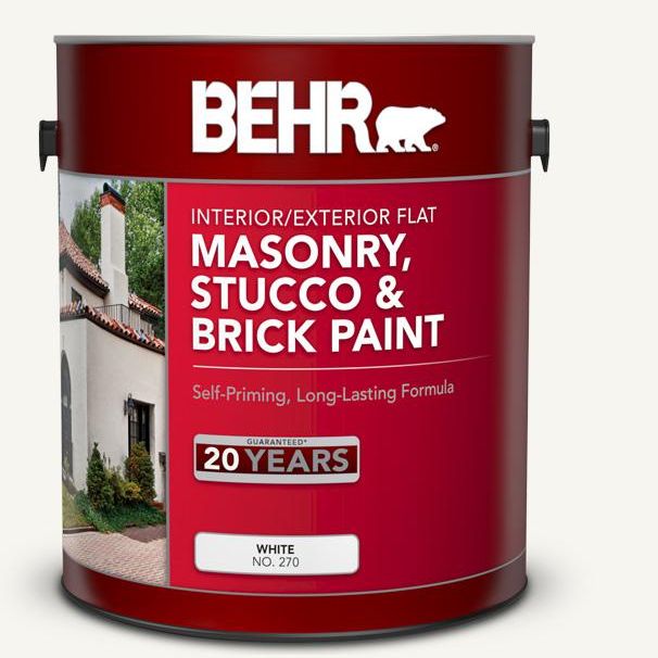 Behr White Flat Masonry, Stucco and Brick Interior/Exterior Paint