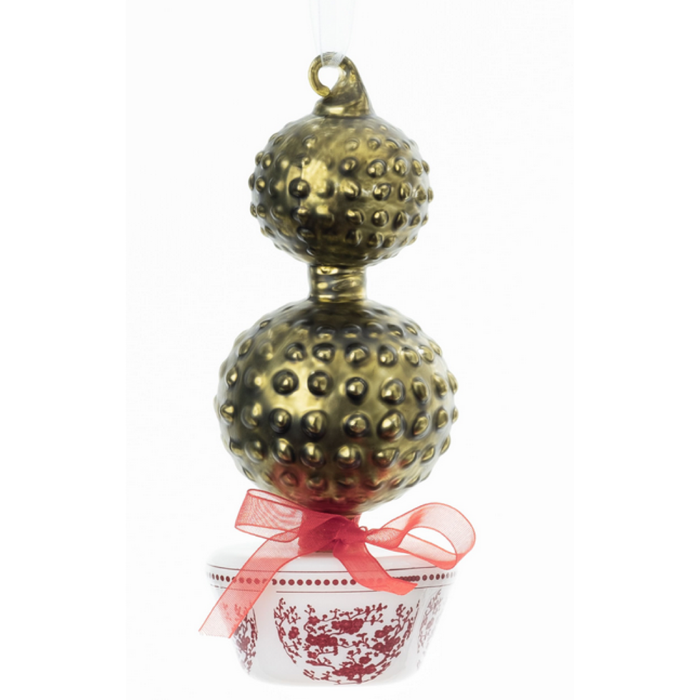 Red Bow Double Topiary Ornament