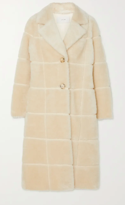 Checked Faux Shearling Coat