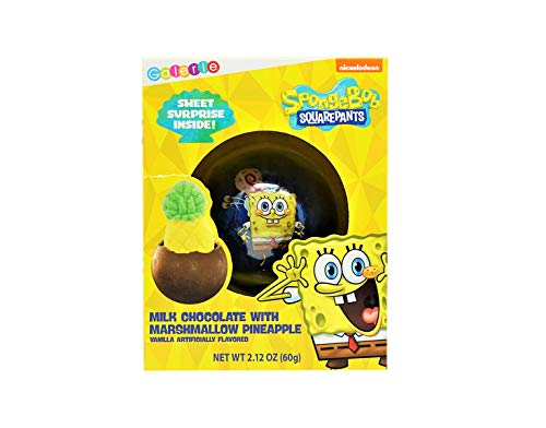 Nickeloden Spongebob Squarepants Chocolate Ball with Surprise Pineapple Shaped Marshmallow Inside, Kids Birthday Party Favors or Christmas Stocking Stuffers Gift, 2.12 Ounce