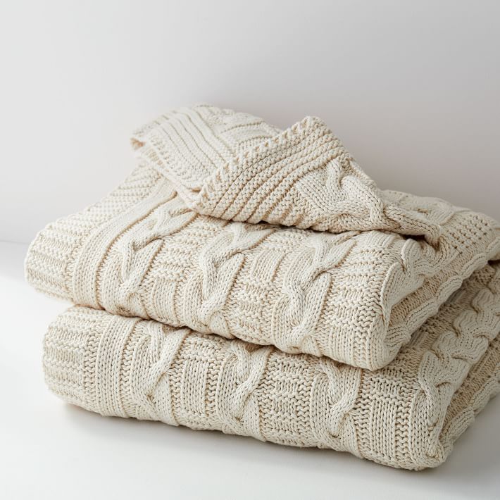 New York Cotton Braided Cable Knit Throw