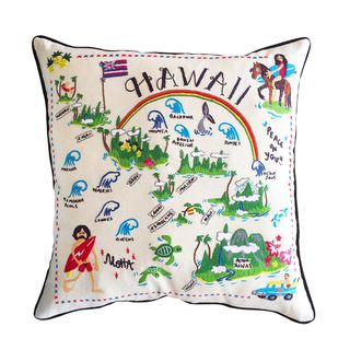 Hawaii Hand Embroidered Pillow