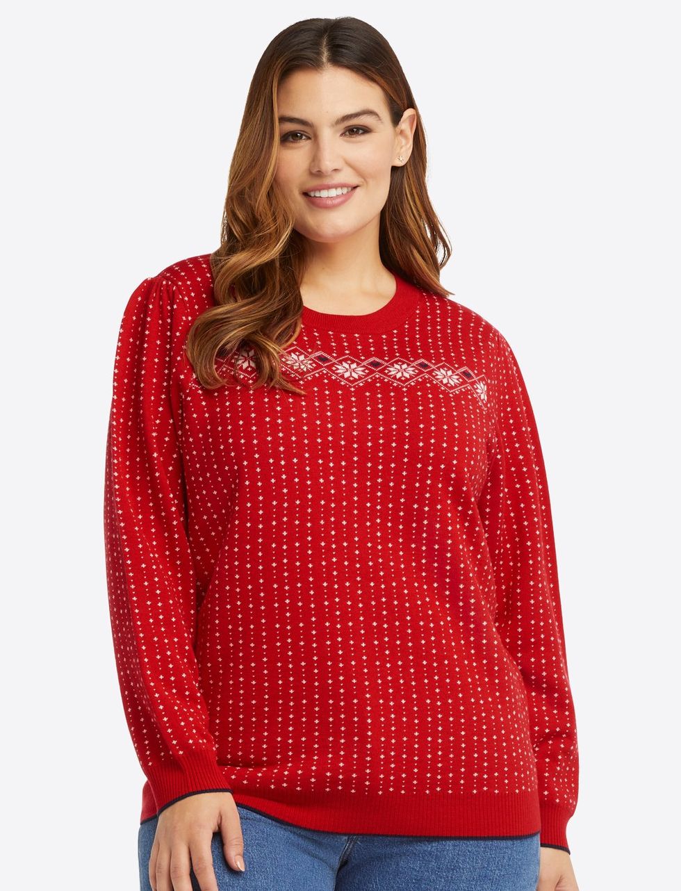 Puff Sleeve Sweater in Fairisle