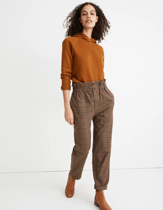 plaid paperbag pants