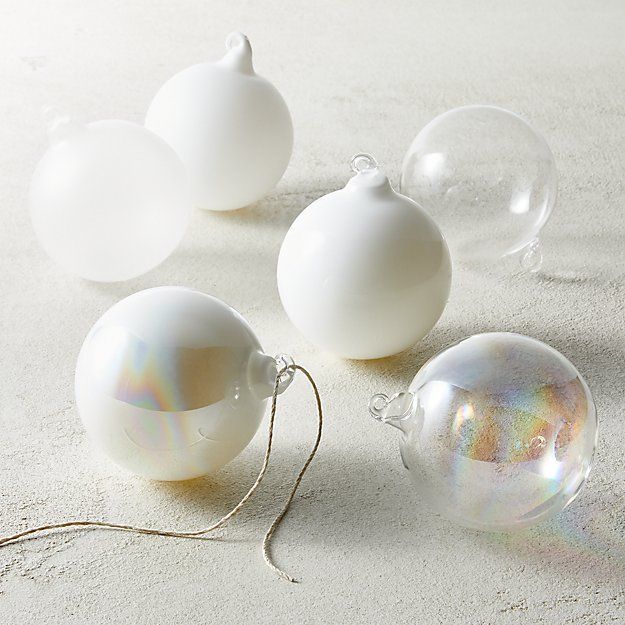 Winter White Luster Ornaments, Set Of 6
