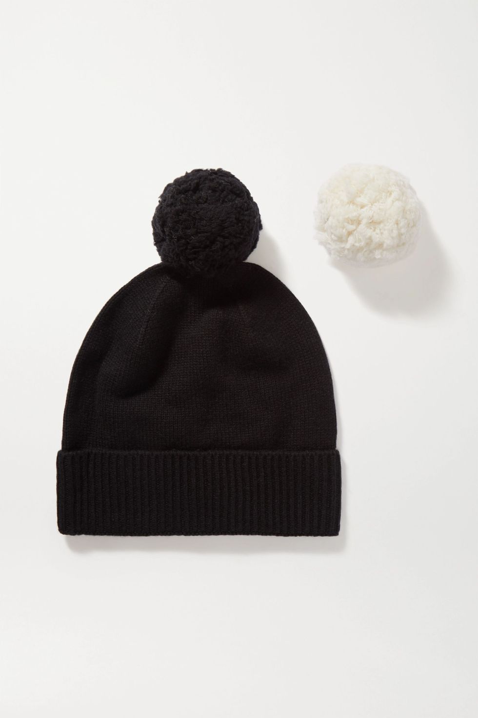 聖誕節交換禮物推薦「毛帽」：Yves Salomon 可替換毛球喀什米爾羊毛混紡毛帽