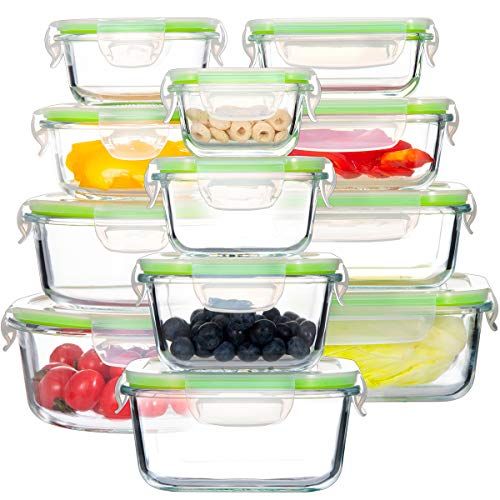 Glass food storage containers, set of 12