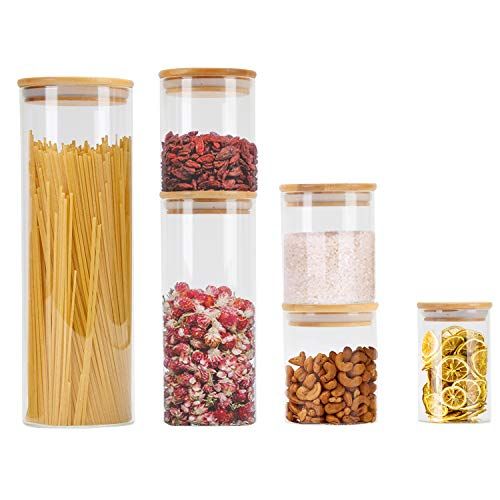Glass storage jars, set of 6