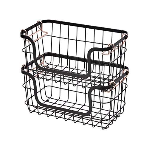 Stackable metal storage baskets