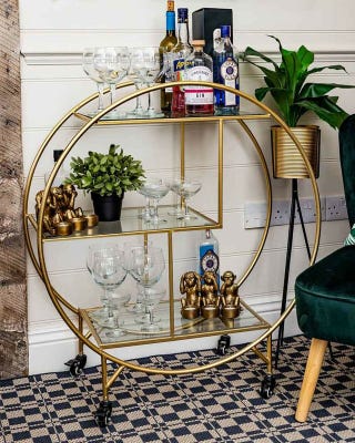 Large Round 3 Tier Drinks Trolley