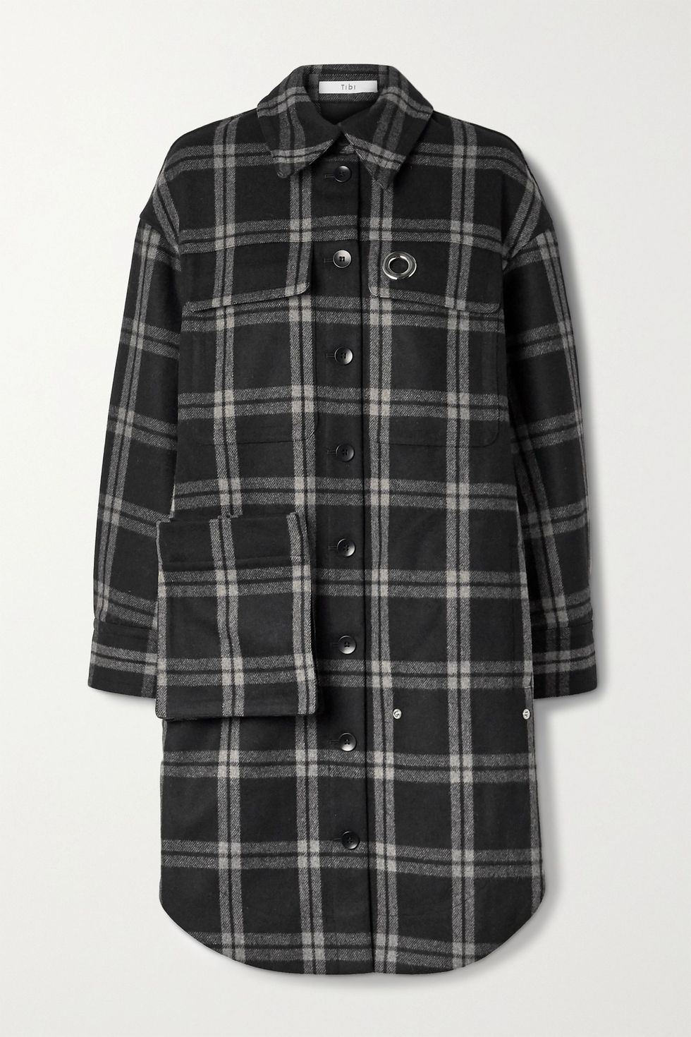 Chester oversized convertible checked wool-blend coat