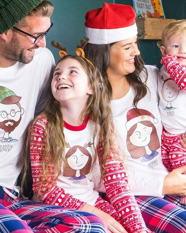Sparks And Daughters Personalised Family Portrait Christmas Pyjamas, from £30