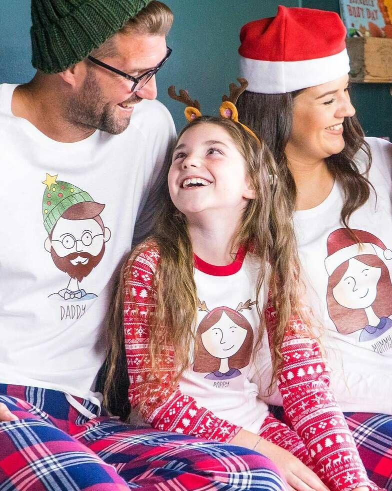 Sparks And Daughters Personalised Family Portrait Christmas Pyjamas, from £20
