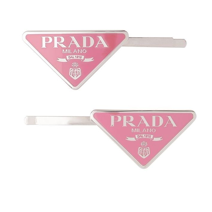 精品髮飾推薦１２：Prada 幾何logo髮夾
