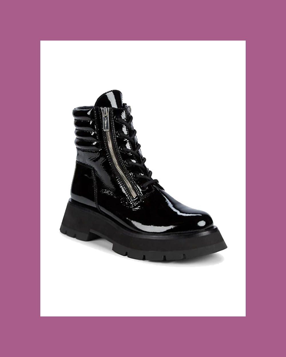 Kate Zip Lug-Sole Patent Leather Combat Boots