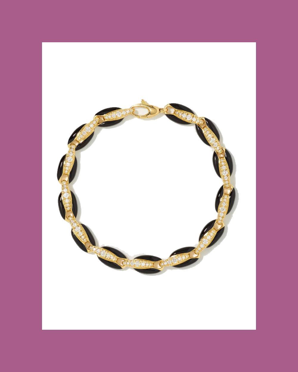 Ada 18-Karat Gold, Diamond and Enamel Bracelet