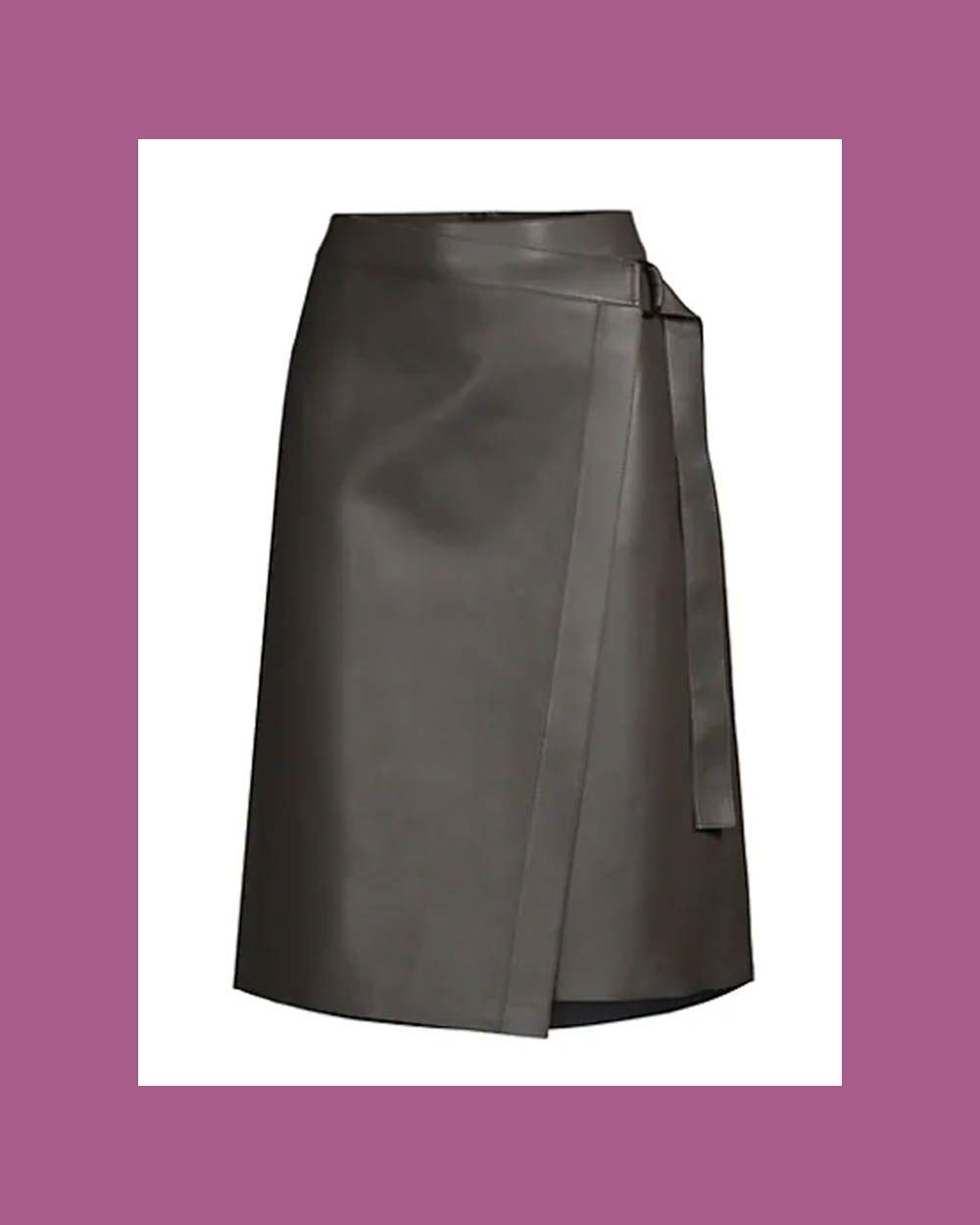 Sebonda Leather Asymmetrical Wrap Skirt