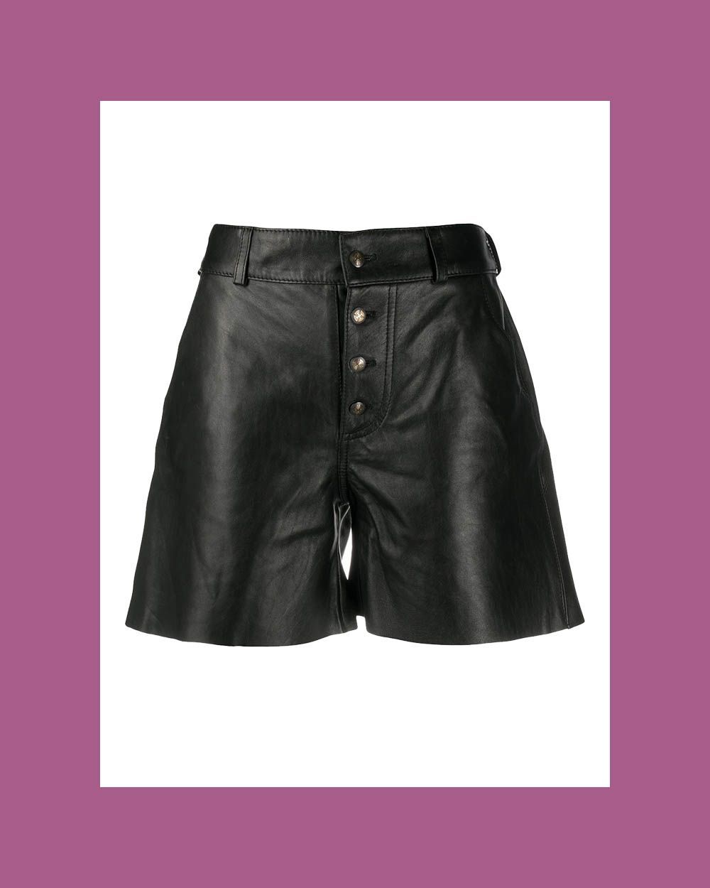 Buttoned Leather Shorts