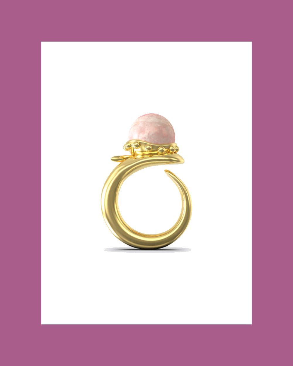 Orb Ring with Rose Quartz