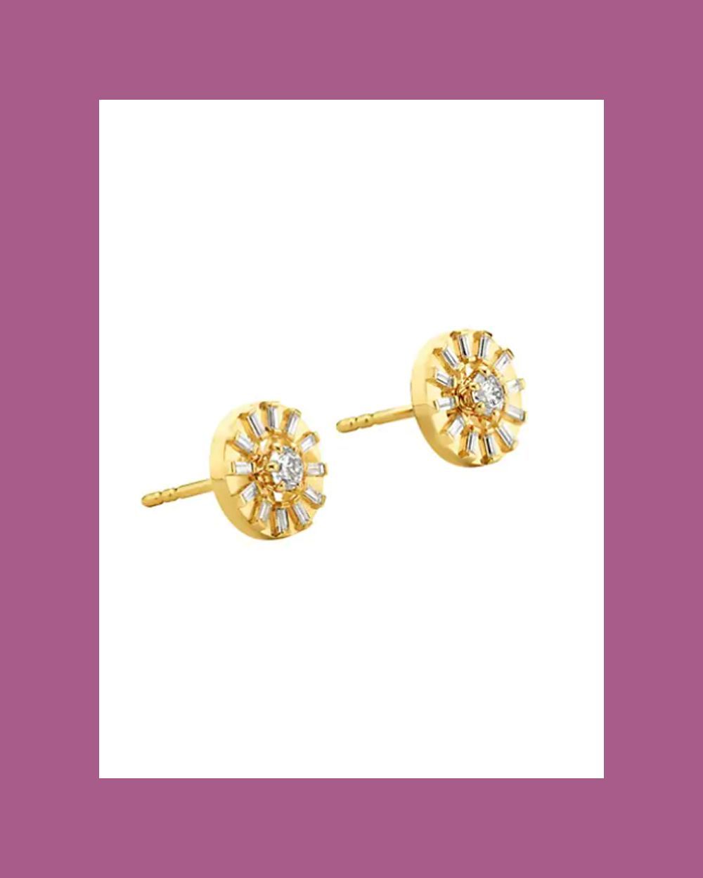 Light 18K Yellow Gold & Diamond Stud Earrings