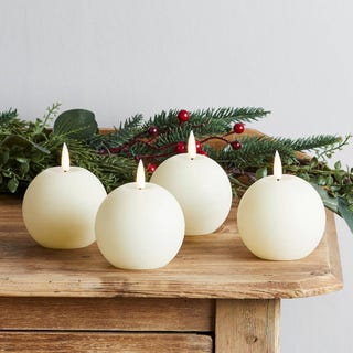 Set Of Four Realistic Flame LED Orb Candles