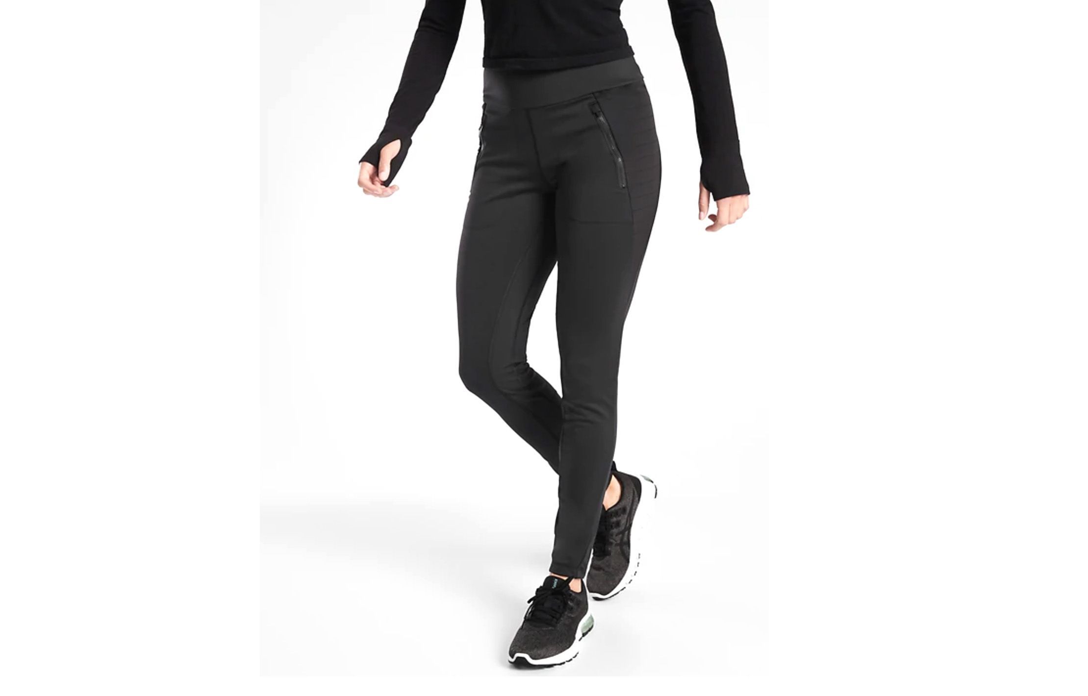 Athleta XS black Peak Hybrid Fleece Tight leggings pants cold