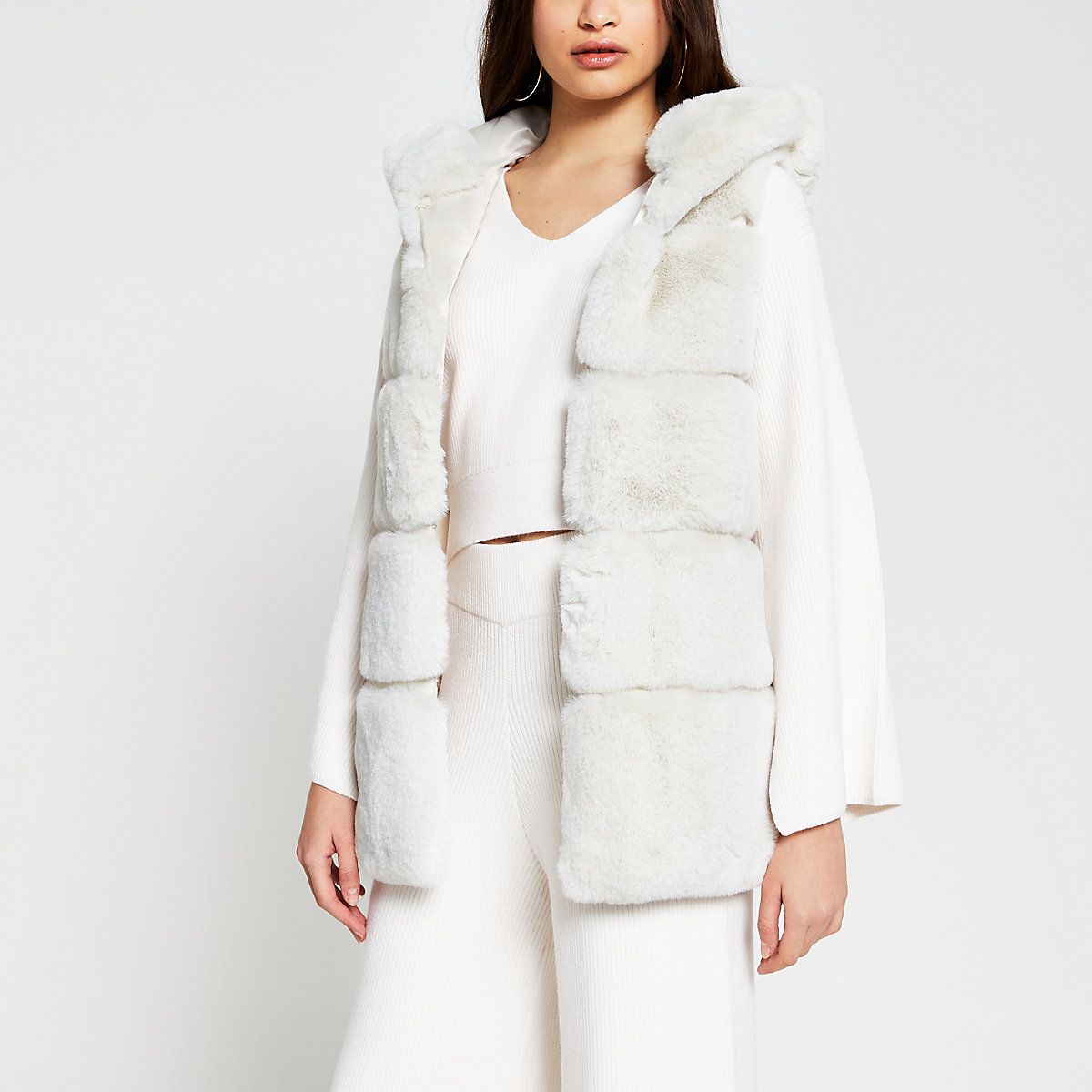 long white fur coat with hood