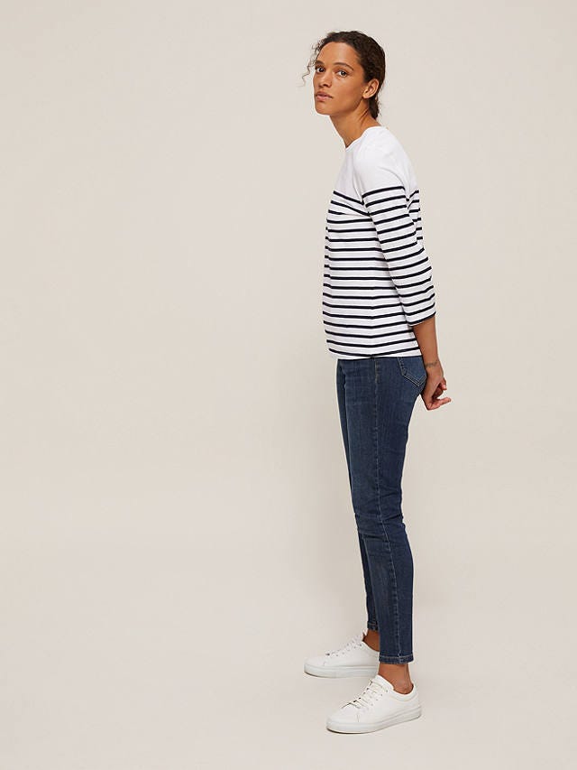 Breton Stripe Zip Back Top, Blue/Multi