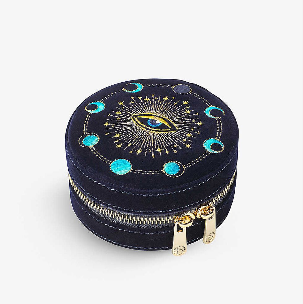 Embroidered velvet jewellery box