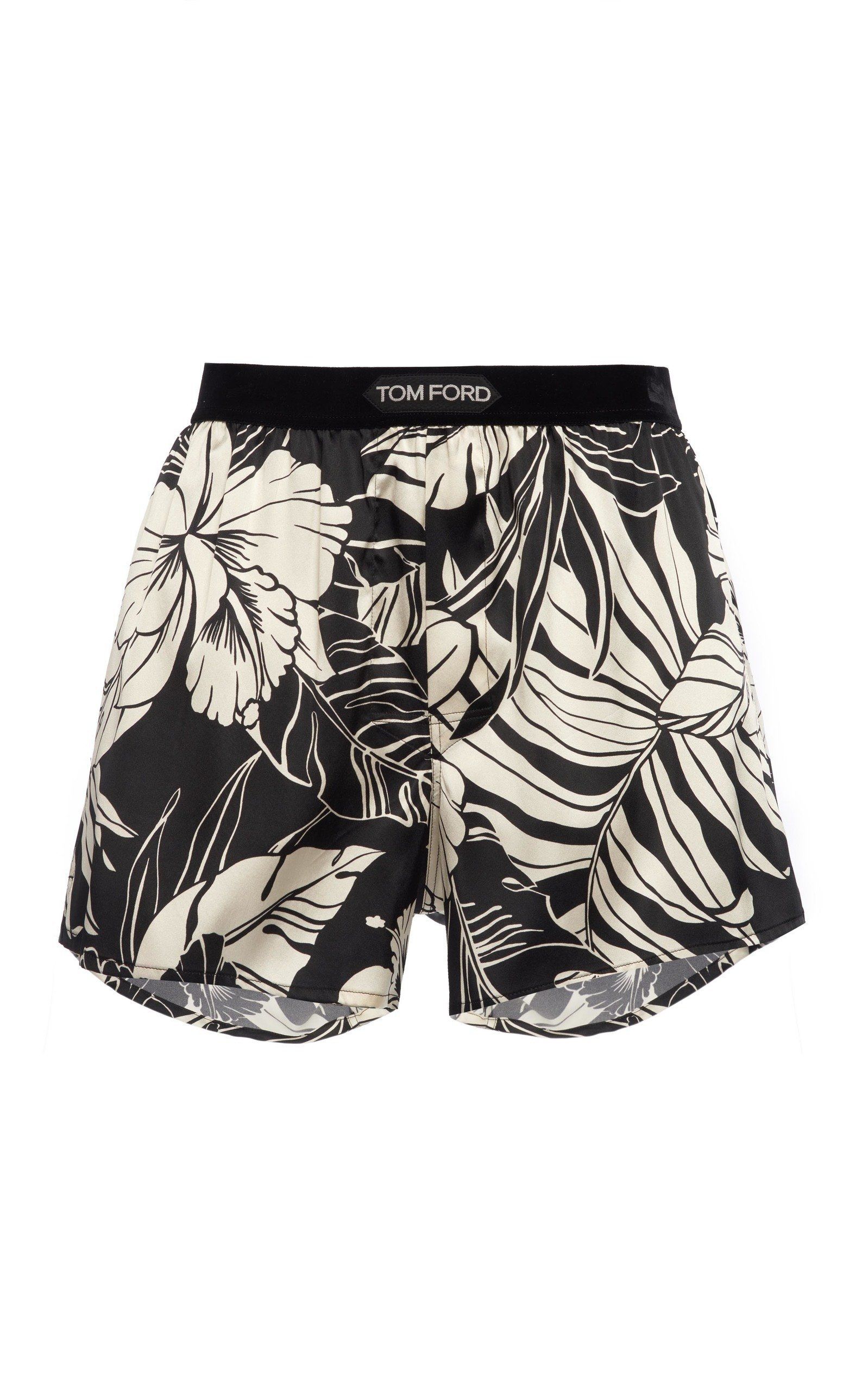 【関税＆送料込み】Tom Ford Floral-Print Silk Pj Shorts Clo TOM FORD Logo Band Floral Stretch Silk Pajama Shorts
