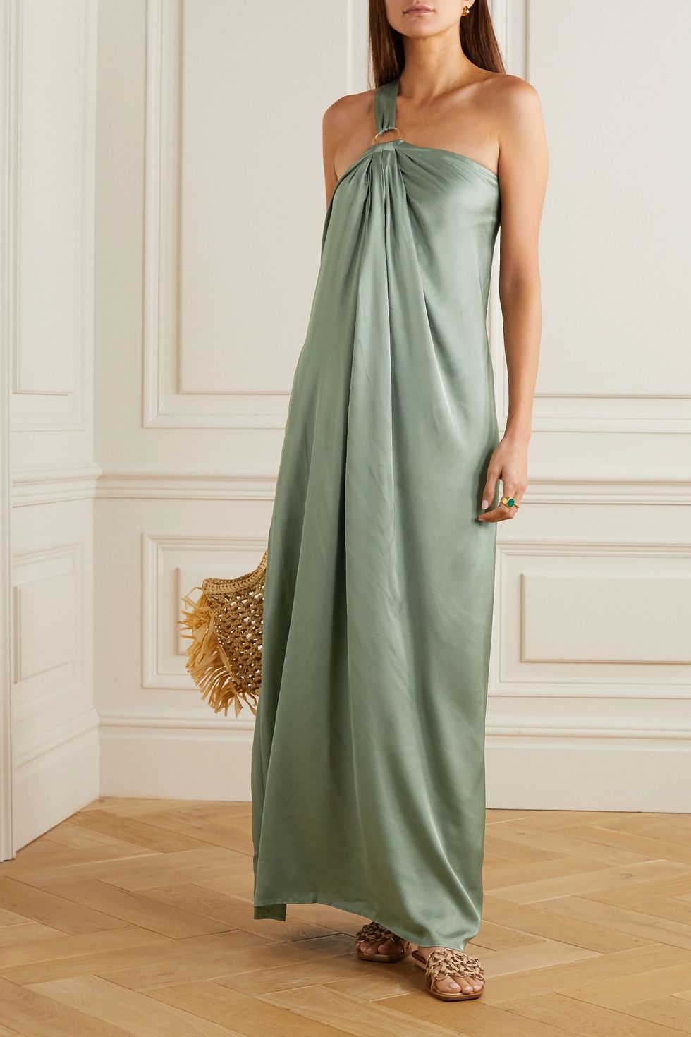 Theodora One-Shoulder Open-Back Jersey Maxi Dress
