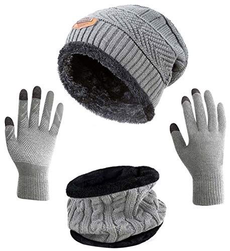 Winter Beanie Hat Scarf Gloves Set for Women 