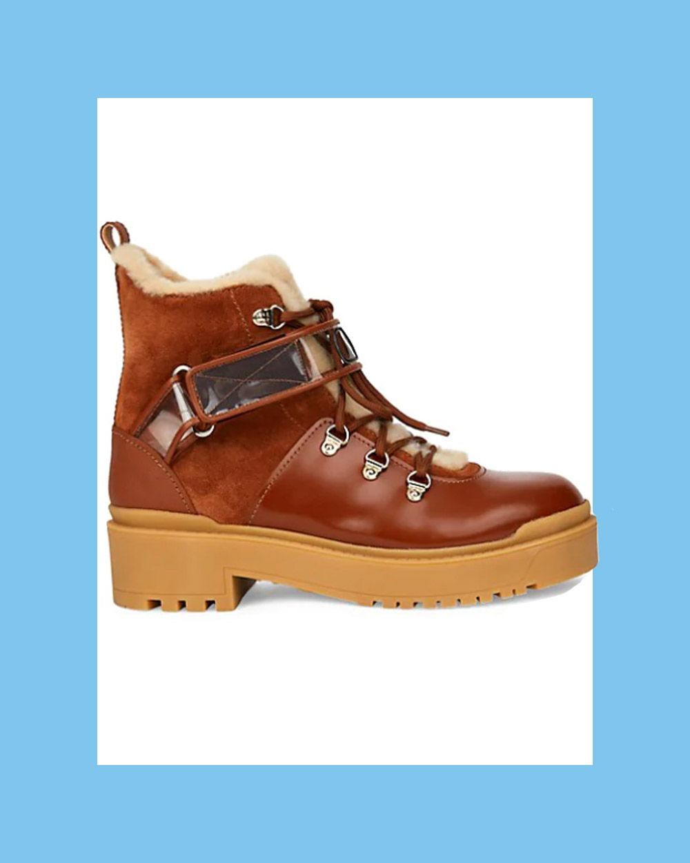 Valentino Garavani Trekkgirl Shearling-Lined Leather & Suede Hiking Boots