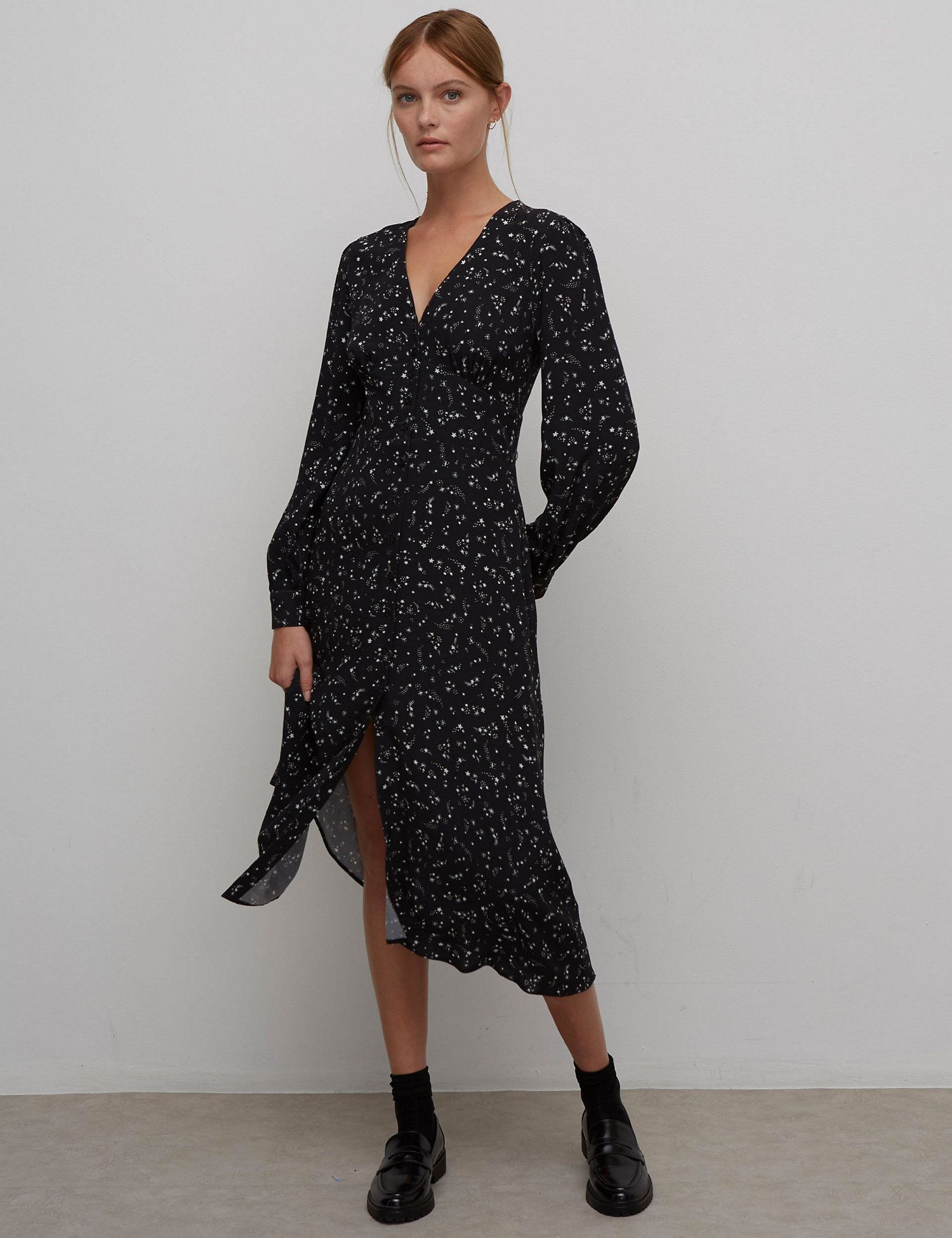 Mint velvet black outlet embroidered floral wrap dress