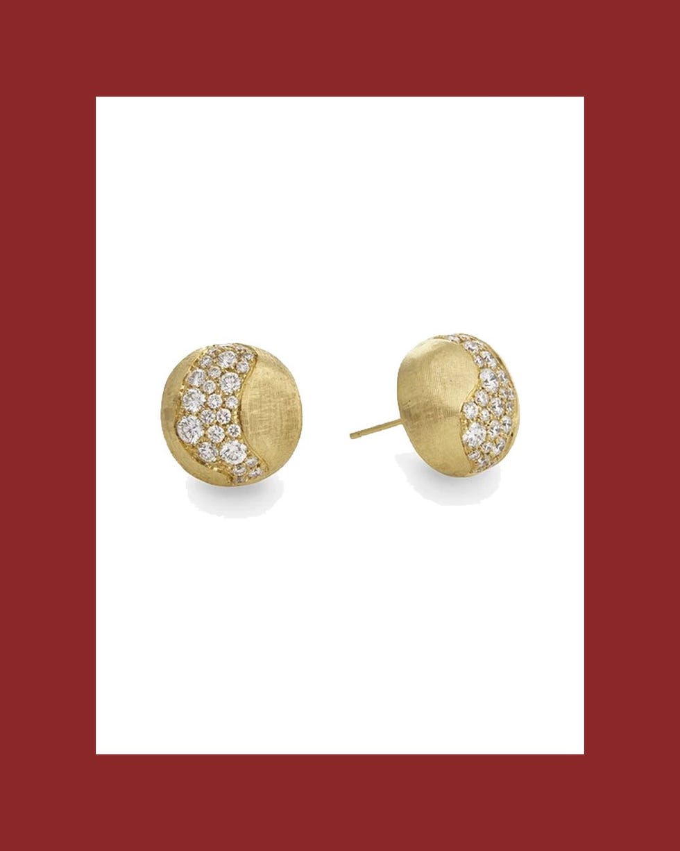Africa Collection 18K Yellow Gold and Diamond Large Stud Earring