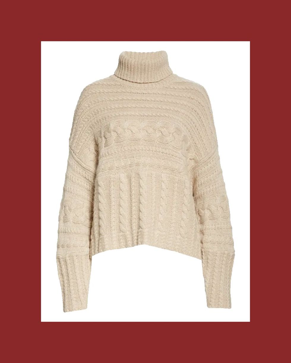 Cashmere Cable Turtleneck Sweater