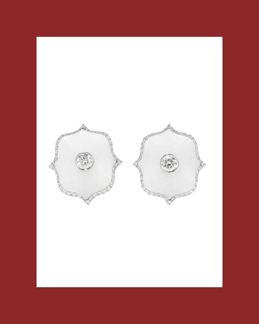 Platinum, Diamond, and Ceramic Earrings