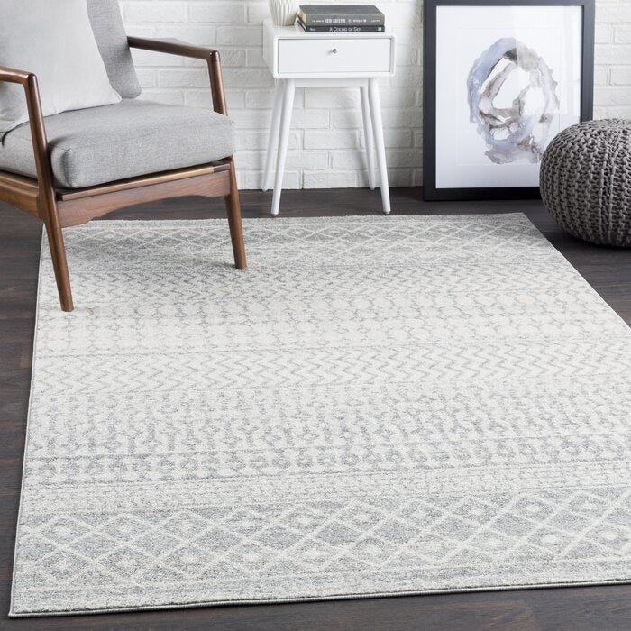 Leonard Geometric Light Gray Area Rug