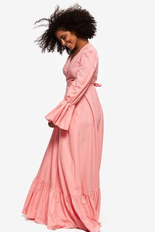 “Gabrielle” Dress Linen Maxi Pink