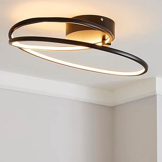 Menton Integrated LED Swirl Matt Black Semi-Flush Ceiling Fitting