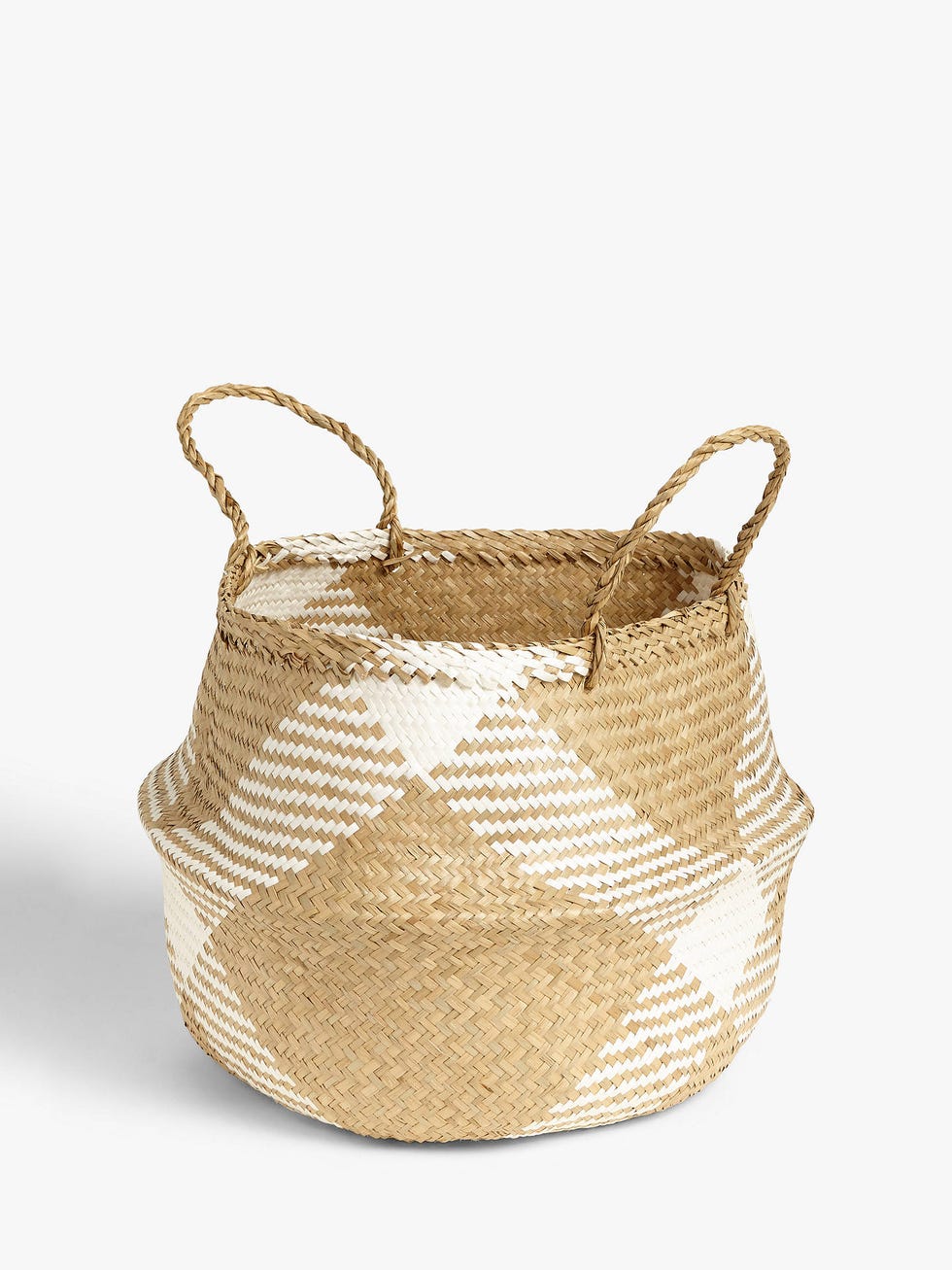 John Lewis & Partners White Pattern Seagrass Basket