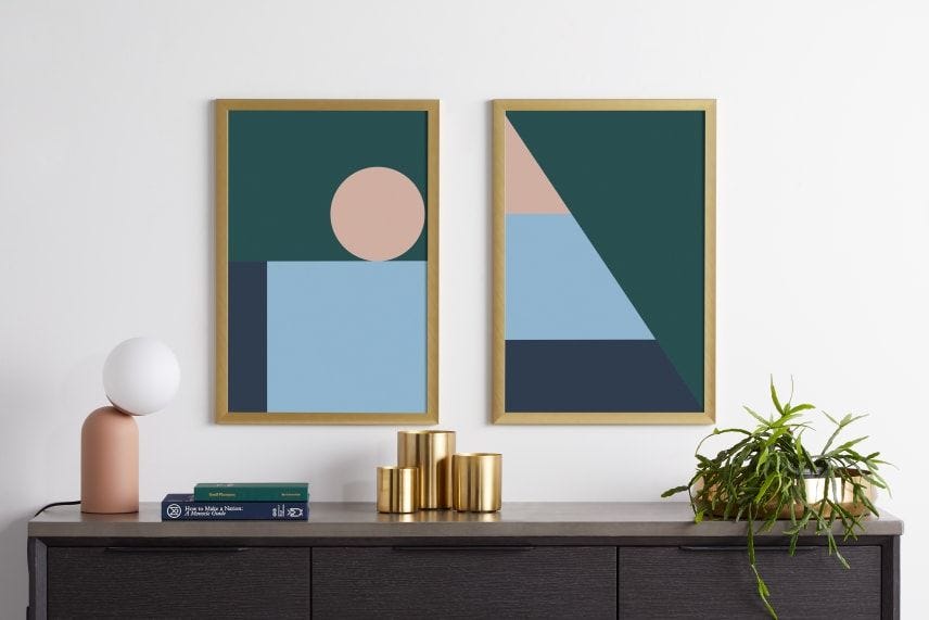Sadie Geometric Set of 2 Framed Prints, 40 x 60cm