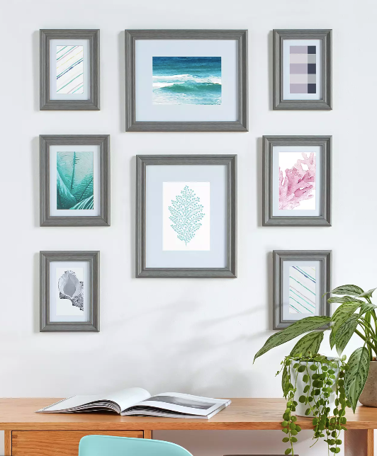 John Lewis & Partners Gallery Set Multi-aperture Photo Frames, 8 Photo, Grey