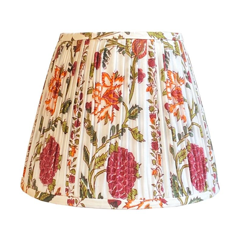 French-Style Floral Stripe Pleated Lamp Shade
