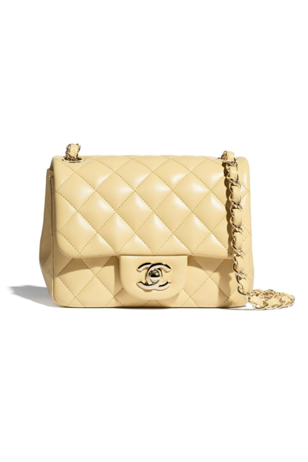 Chanel Pearl Crush Mini Square Flap Bag Light Green Lambskin Antique Gold  Hardware - Green / New or Never W… in 2023