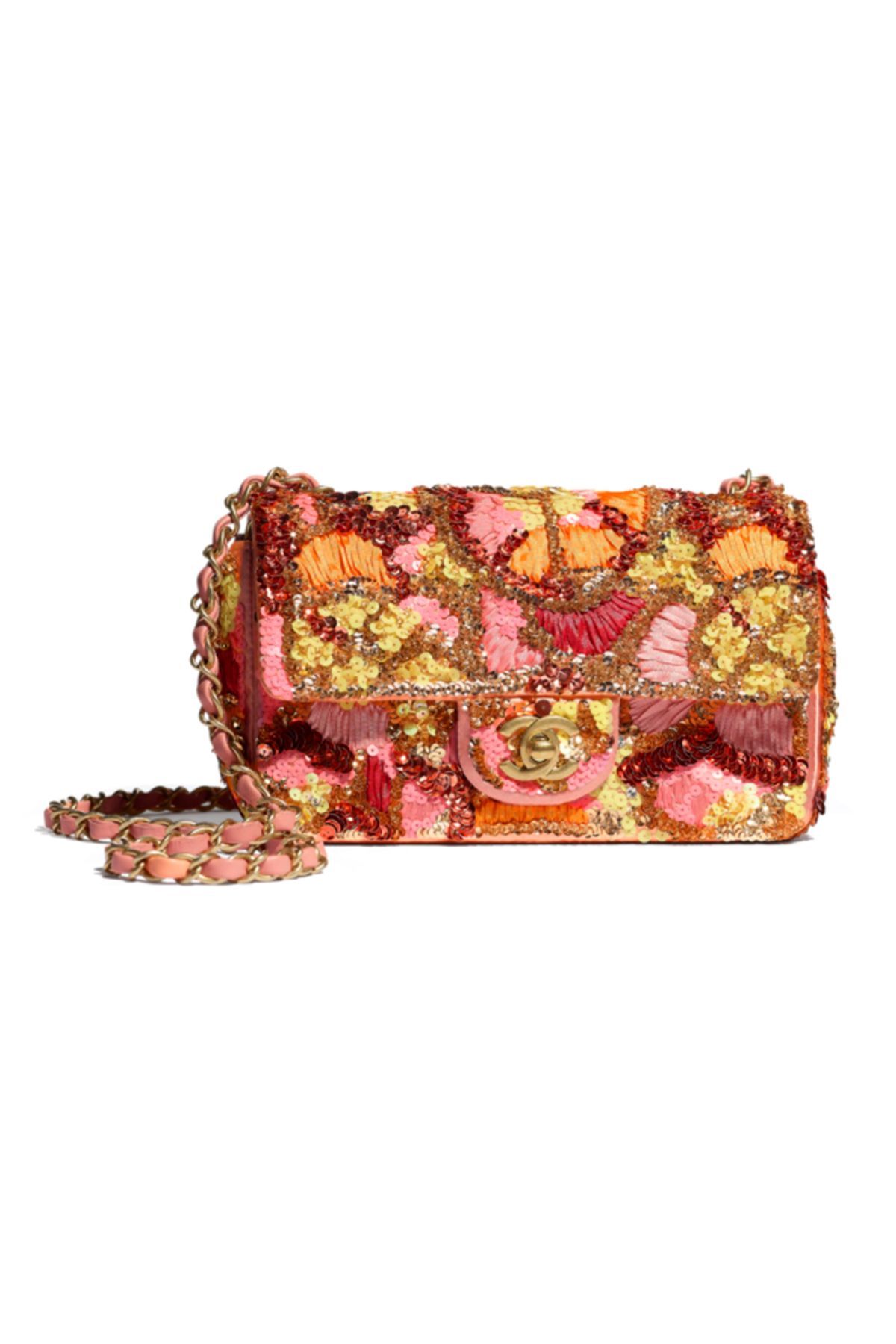 Mini flap bag Sequins  goldtone metal light pink  Fashion  CHANEL